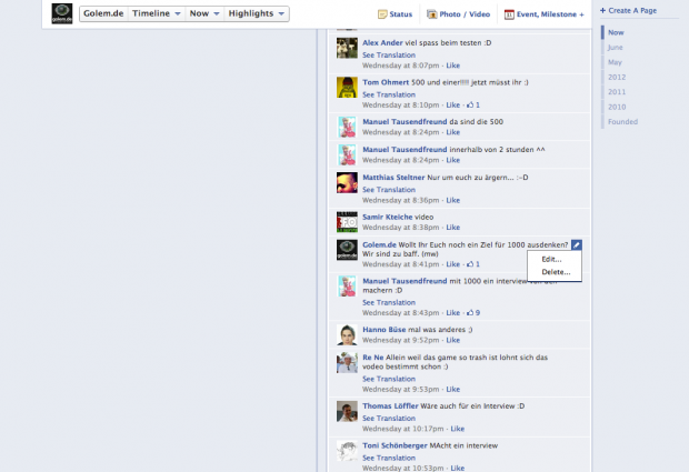 Die Editieren-Option erscheint in Form eines kleines Bleistiftsymbols auf der rechten Seite des Kommentars.